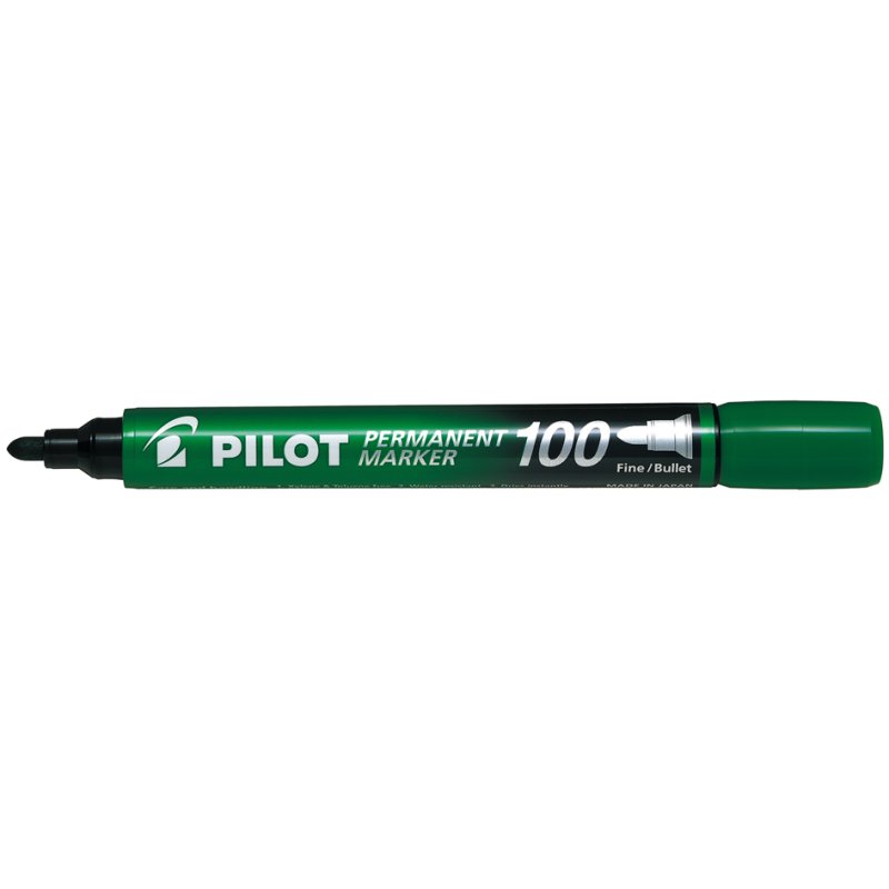 PILOT Marqueur Permanent 100, pointe ronde, vert, 1,0 mm